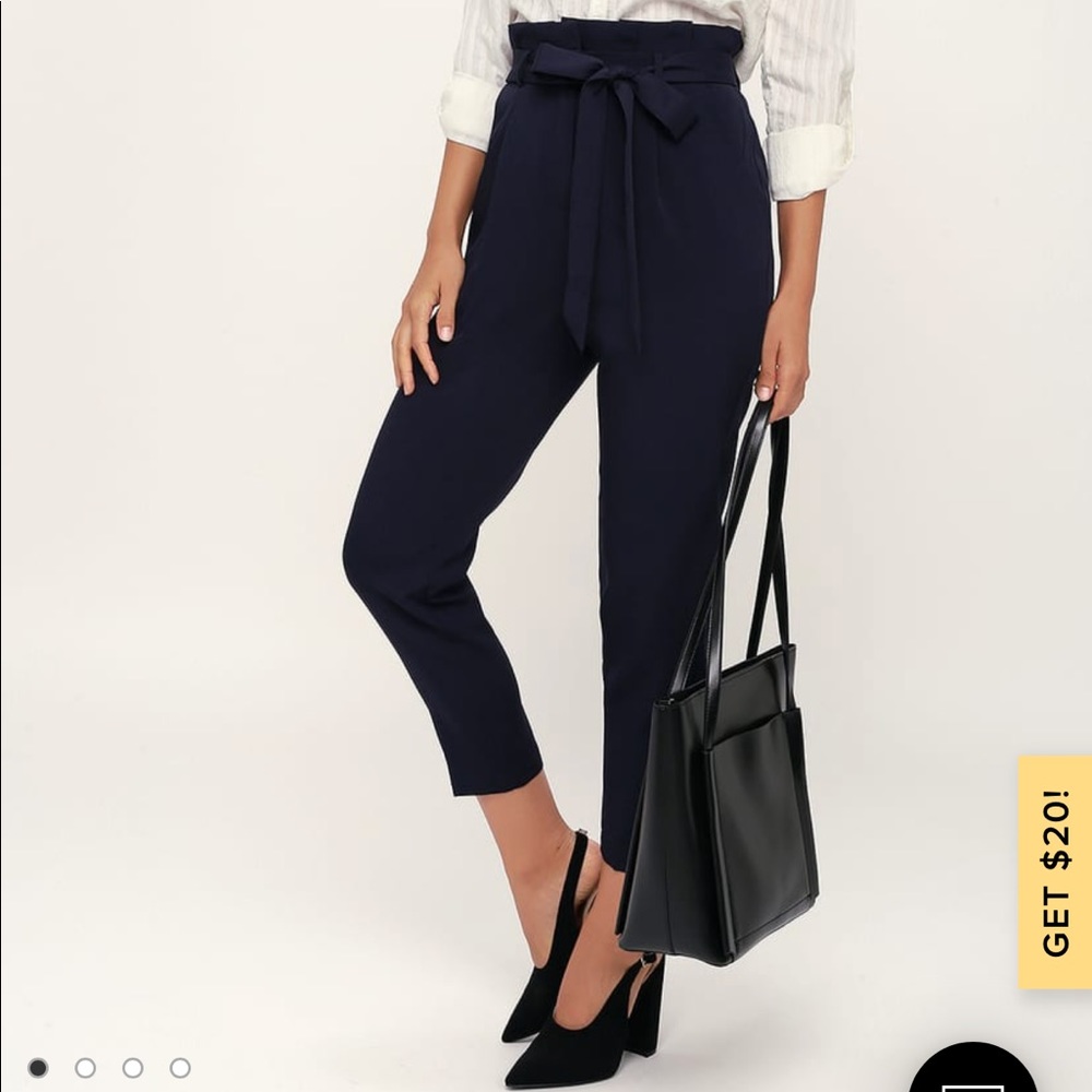 ✨Navy Blue Paper Bag Waist Pants✨